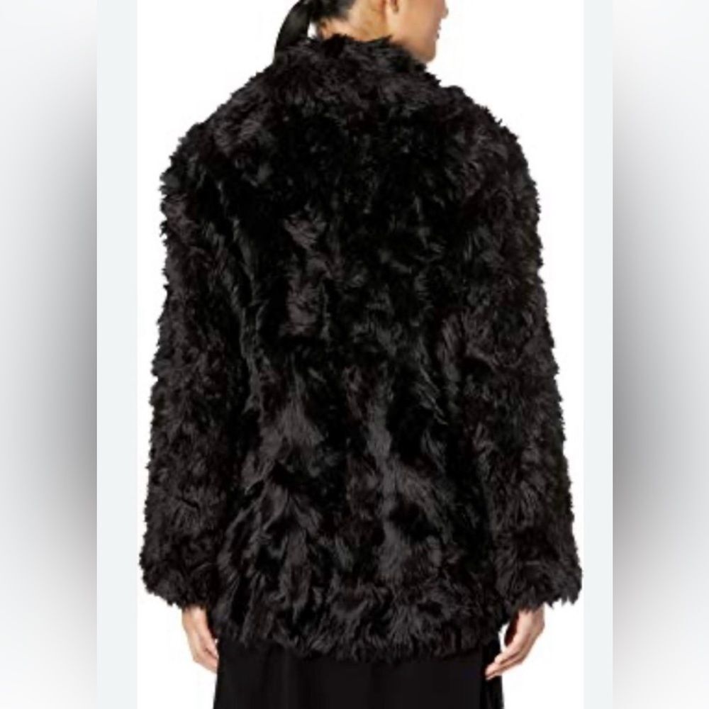 The Kooples Luxe Black Patterned Faux Fur teddy double breasted Coat SM / MED 1 - Picture 3 of 8